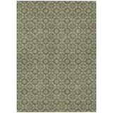 5' X 8' Olive Green And Green Geometric Washable Indoor Outdoor Area Rug
