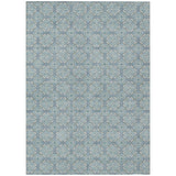 5' X 8' Sky Blue And Blue Geometric Washable Indoor Outdoor Area Rug