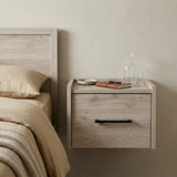 14" Gray Wood One Drawer Floating Nightstand