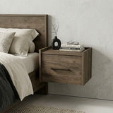 14" Brown Wood One Drawer Floating Nightstand