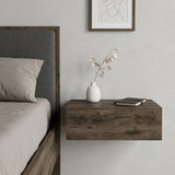 16" Brown Wood One Drawer Floating Nightstand