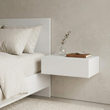 16" White Wood One Drawer Floating Nightstand
