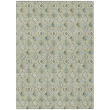 3' X 5' Green And Khaki Floral Washable Indoor Outdoor Area Rug