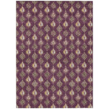 3' X 5' Eggplant And Purple Floral Washable Indoor Outdoor Area Rug