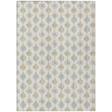 3' X 5' Ivory And Linen Floral Washable Indoor Outdoor Area Rug