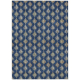3' X 5' Navy Blue And Blue Floral Washable Indoor Outdoor Area Rug