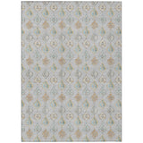 5' X 8' Silver And Gray Floral Washable Indoor Outdoor Area Rug