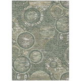 3' X 5' Green And Beige Geometric Washable Indoor Outdoor Area Rug
