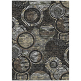 3' X 5' Black And Graphite Geometric Washable Indoor Outdoor Area Rug