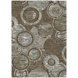 3' X 5' Chocolate And Brown Geometric Washable Indoor Outdoor Area Rug