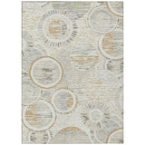 3' X 5' Ivory And Linen Geometric Washable Indoor Outdoor Area Rug