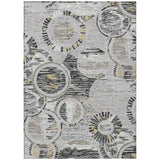 3' X 5' Silver And Gray Geometric Washable Indoor Outdoor Area Rug