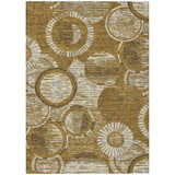 3' X 5' Walnut And Gold Geometric Washable Indoor Outdoor Area Rug