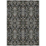 3' X 5' Black And Graphite Geometric Washable Indoor Outdoor Area Rug