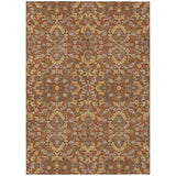 5' X 8' Copper And Orange Geometric Washable Indoor Outdoor Area Rug