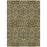 3' X 5' Olive Green And Green Geometric Washable Indoor Outdoor Area Rug