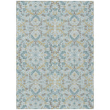 3' X 5' Sky Blue And Blue Geometric Washable Indoor Outdoor Area Rug