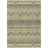 5' X 8' Green And Brown Geometric Washable Indoor Outdoor Area Rug