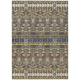 3' X 5' Brown And Taupe Geometric Washable Indoor Outdoor Area Rug