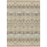 3' X 5' Linen And Ivory Geometric Washable Indoor Outdoor Area Rug