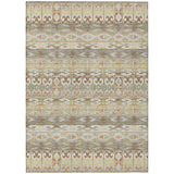5' X 8' Linen And Ivory Geometric Washable Indoor Outdoor Area Rug