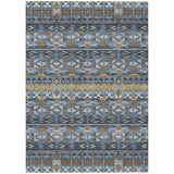 3' X 5' Navy Blue And Blue Geometric Washable Indoor Outdoor Area Rug