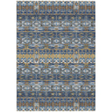 5' X 8' Navy Blue And Blue Geometric Washable Indoor Outdoor Area Rug