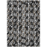 8' X 10' Black And Graphite Geometric Washable Indoor Outdoor Area Rug