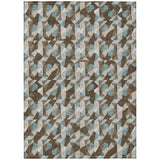 3' X 5' Chocolate And Brown Geometric Washable Indoor Outdoor Area Rug