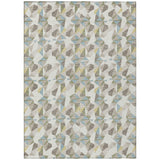 5' X 8' Ivory And Linen Geometric Washable Indoor Outdoor Area Rug