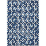 3' X 5' Navy Blue And Blue Geometric Washable Indoor Outdoor Area Rug
