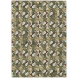 3' X 5' Olive Green And Green Geometric Washable Indoor Outdoor Area Rug
