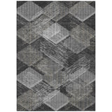 3' X 5' Black And Gray Geometric Washable Indoor Outdoor Area Rug