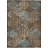 3' X 5' Chocolate And Brown Geometric Washable Indoor Outdoor Area Rug