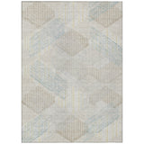 5' X 8' Ivory And Linen Geometric Washable Indoor Outdoor Area Rug