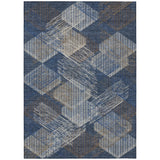 5' X 8' Navy Blue And Blue Geometric Washable Indoor Outdoor Area Rug