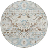 8' Ivory And Linen Round Cactus Washable Indoor Outdoor Area Rug