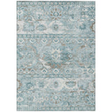 5' X 8' Teal Blue And Silver Cactus Washable Indoor Outdoor Area Rug