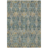 3' X 5' Green And Gray Floral Medallion Washable Indoor Outdoor Area Rug