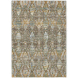 3' X 5' Brown And Khaki Floral Medallion Washable Indoor Outdoor Area Rug