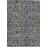 3' X 5' Navy Blue And Blue Abstract Washable Indoor Outdoor Area Rug