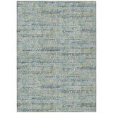 5' X 8' Teal Blue And Pewter Abstract Washable Indoor Outdoor Area Rug
