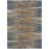 3' X 5' Navy Blue And Blue Abstract Washable Indoor Outdoor Area Rug