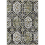 3' X 5' Black And Graphite Damask Washable Indoor Outdoor Area Rug