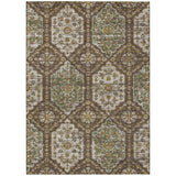 5' X 8' Chocolate And Brown Damask Washable Indoor Outdoor Area Rug