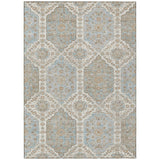 3' X 5' Ivory And Beige Damask Washable Indoor Outdoor Area Rug