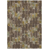 3' X 5' Chocolate And Brown Geometric Washable Indoor Outdoor Area Rug
