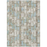 3' X 5' Ivory And Khaki Geometric Washable Indoor Outdoor Area Rug