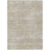 3' X 5' Ivory And Beige Geometric Washable Indoor Outdoor Area Rug