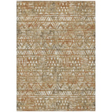 3' X 5' Orange And Brown Geometric Washable Indoor Outdoor Area Rug